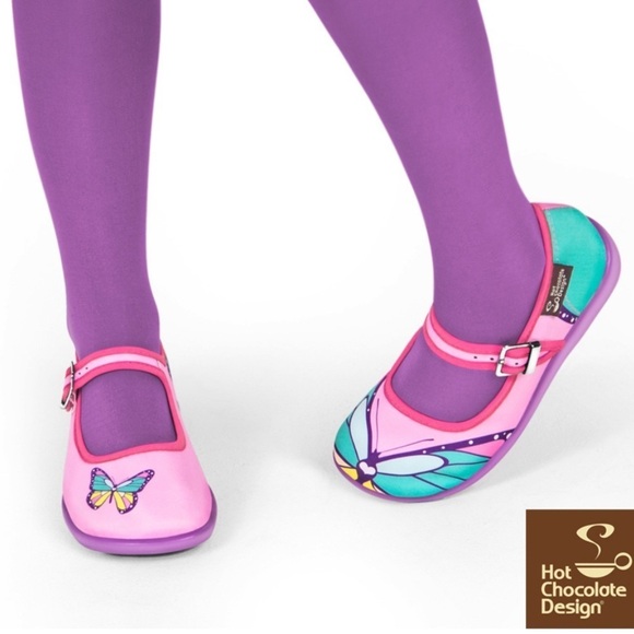 Hot Chocolate Design Mini Butterfly Mary Jane Flats Pink Green Purple Sz 33/3.5 - Picture 1 of 7